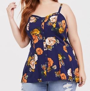 Torrid Navy Floral Seamed Cami